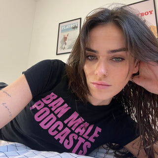 Ban Male Podcasts Pink/Black Baby Tee