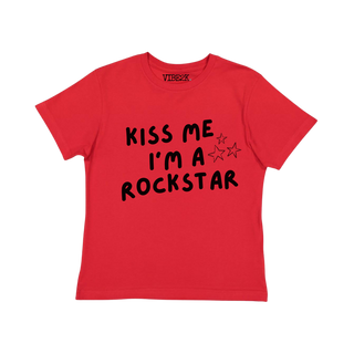 Kiss Me I'm A Rockstar Red Baby Tee