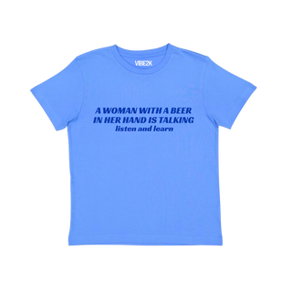 A Woman With A Beer In Her Hand Is Talking Baby Tee