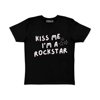 Kiss Me I'm A Rockstar Black Baby Tee