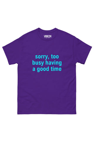 Sorry Too Busy Having A Good Time Classic Tee