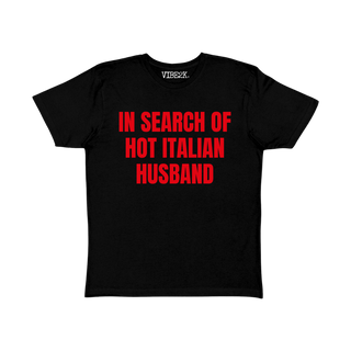 In Search Of Hot Italian Husband Black/Red Baby Tee